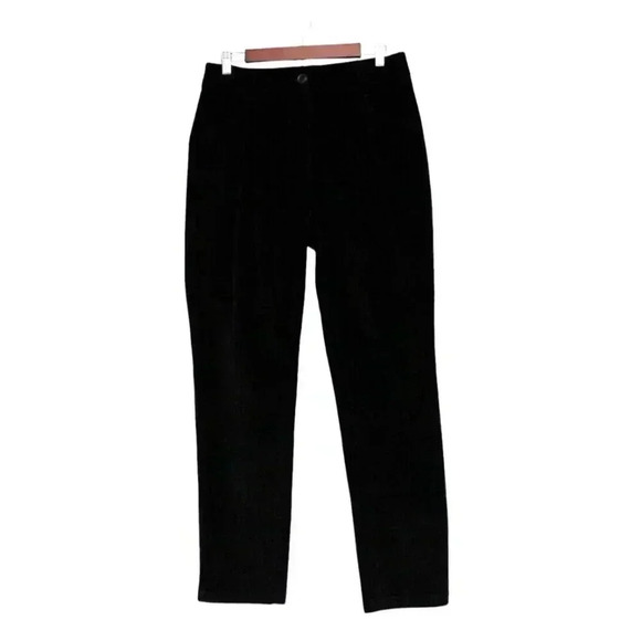 NWT Alison Sheri Corduroy Pants Small Pleated Straight Leg Academia Preppy Black - Picture 1 of 12